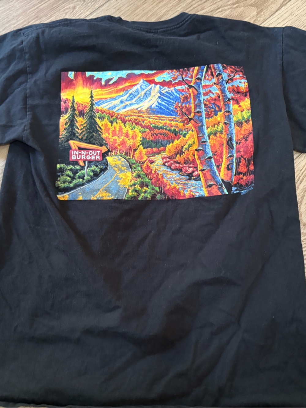 In-N-Out Burger Colorado Graphic T-Shirt Mens Large Black Mountain Scene Tee